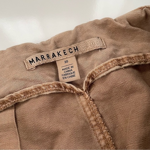 Marrakech Brown Tan Cedar Nicola Solid Pleated Pant LINEN Blend  Size 30 Large - Picture 7 of 13